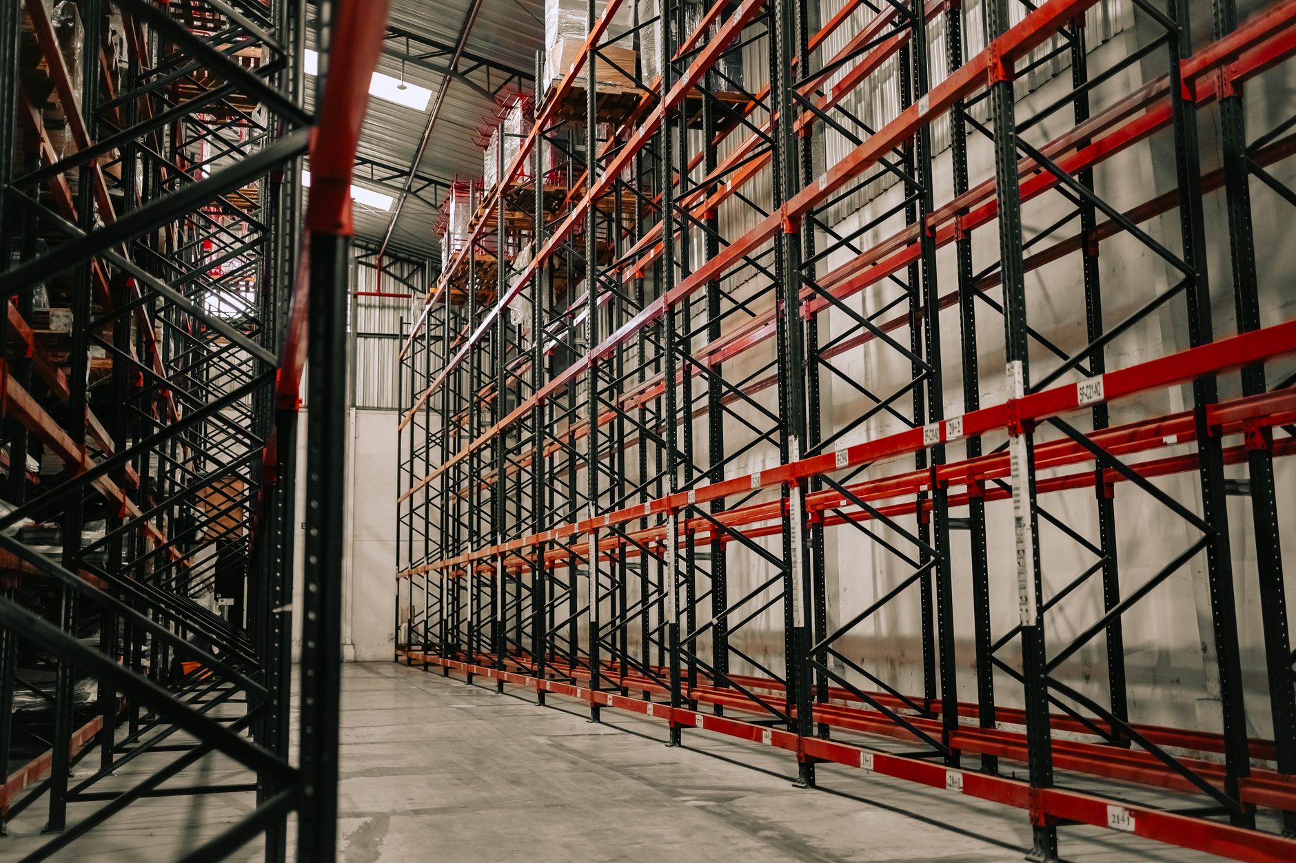 Consolidation warehouse with palletised export cartons ready for stuffing